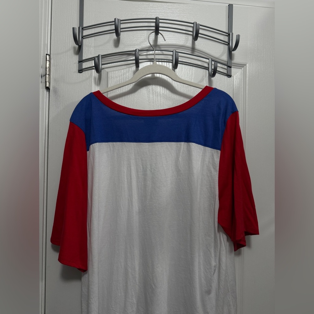 LuLaRoe Boyfriend Tee 2XL USA Americana Patriotic Red White Blue Stars Stripes - Picture 13 of 13